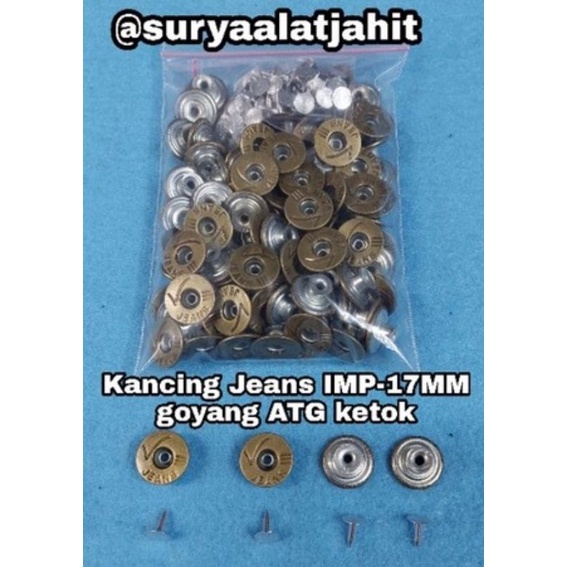 Kancing Jeans 17mm  ATG Goyang Bolong @100pcs =rp.12.000/100pcs