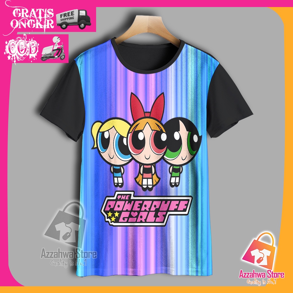 Kaos Anak Anime 3D Baju Anak Murah Model Powerpuff Girls Season 1 V1 Pakaian Anak Umur 1-12 Tahun Un