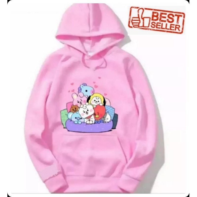 SWEATER HOODIE WANITA BT21 FAMILY-1