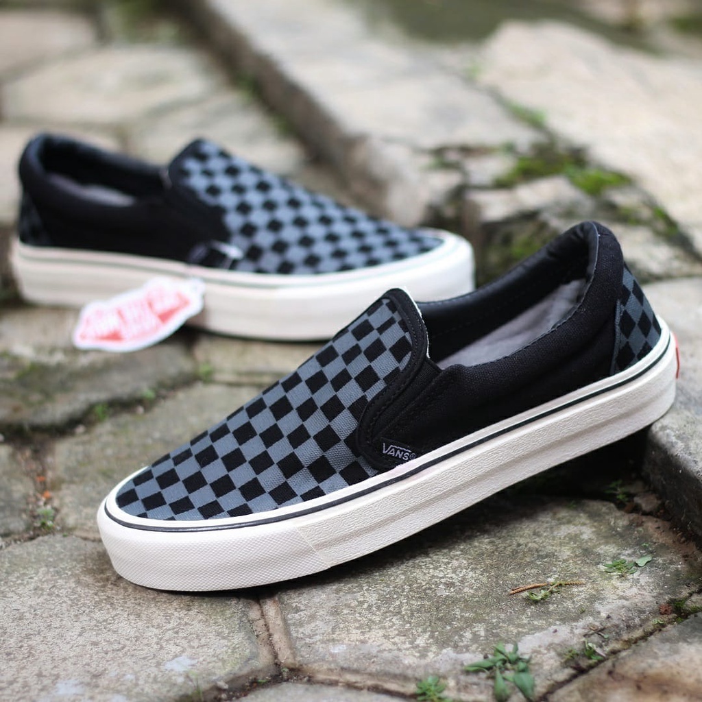 Vans Slip On Checkerboard Black Grey Premium BNIB, Harga Murah, Open Reseller dan Dropshipper