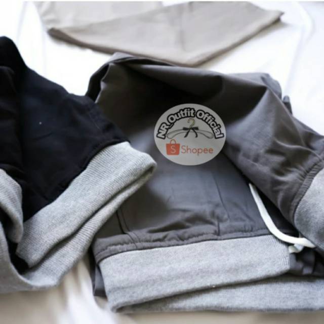 Celana Chino Pinggang Karet Rip Panjang Pria Kolor Panjang Polos Bahan Cotton Combed Diamond