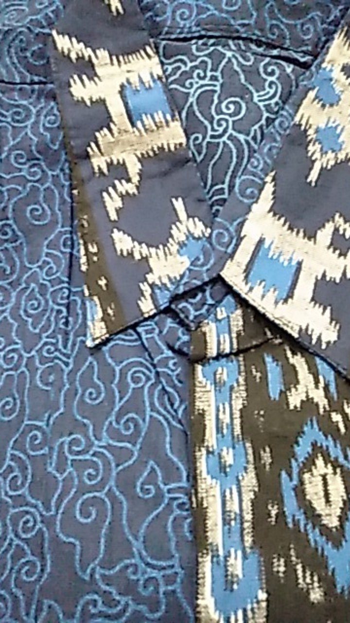 Batik Couple Keluarga Maura Couple Sania Ruffle Ori Ndoro Jowi Dnt Termurah Motif Mega Mendung Biru