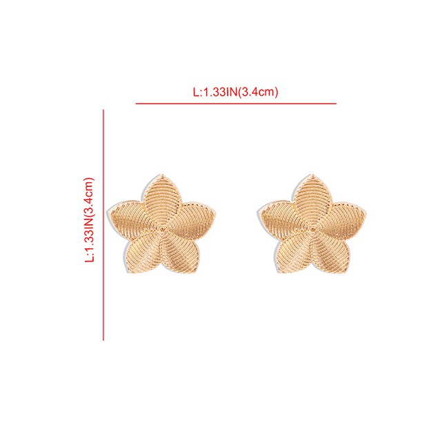 LRC Anting Tusuk Fashion Golden Flower Alloy Irregular Earrings K25797