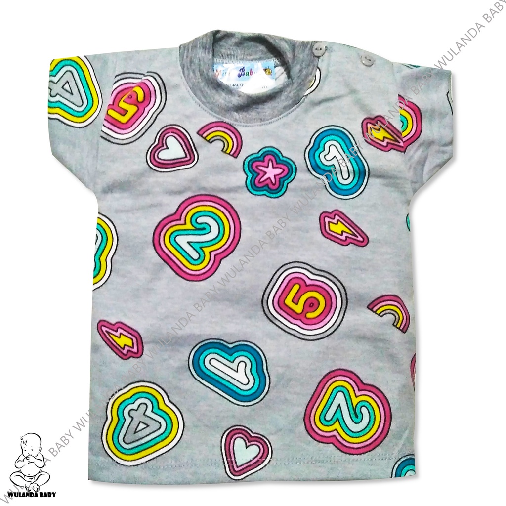 Wulanda 3 pcs baju kaus oblong anak bayi lengan pendek warna motif printing AIRIN baby kancing pundak SNI motif bisa untuk laki laki dan perempuan netral-2