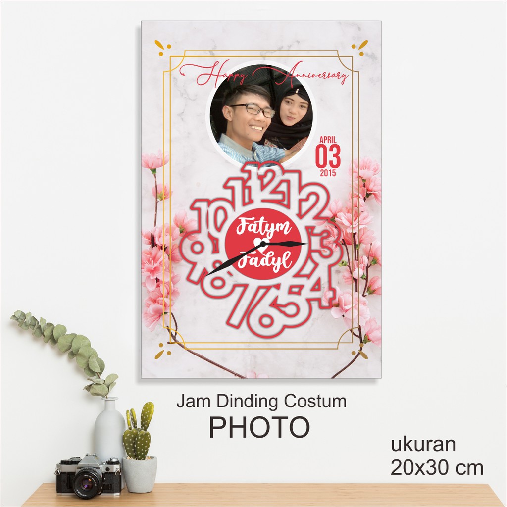 IDE368- Jam dinding Custom foto Wisuda wedding anniversary birthday