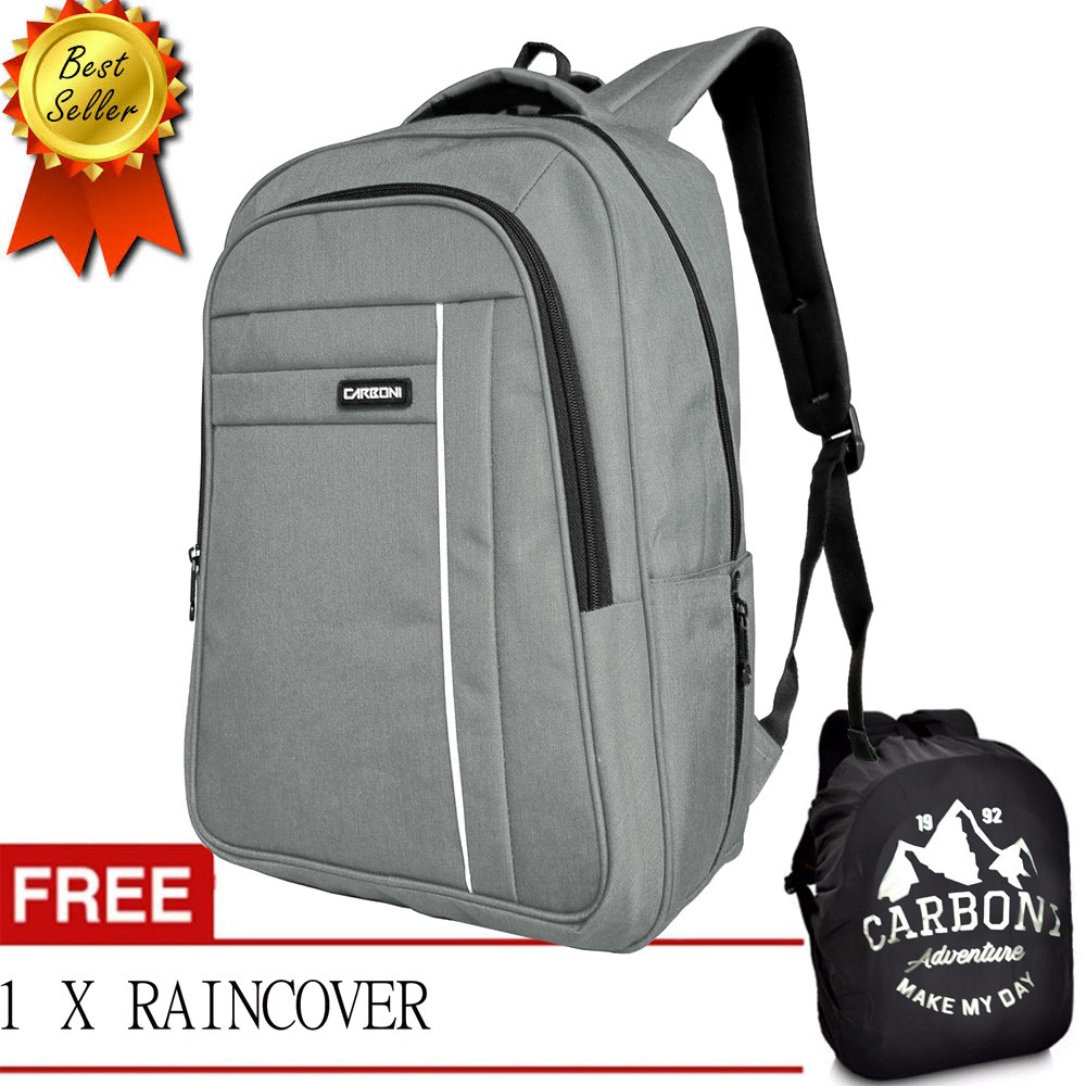 Carboni Tas Ransel Laptop 15 Inch MAOO38 Polyester Serat Sintetis Original - Grey + Raincover