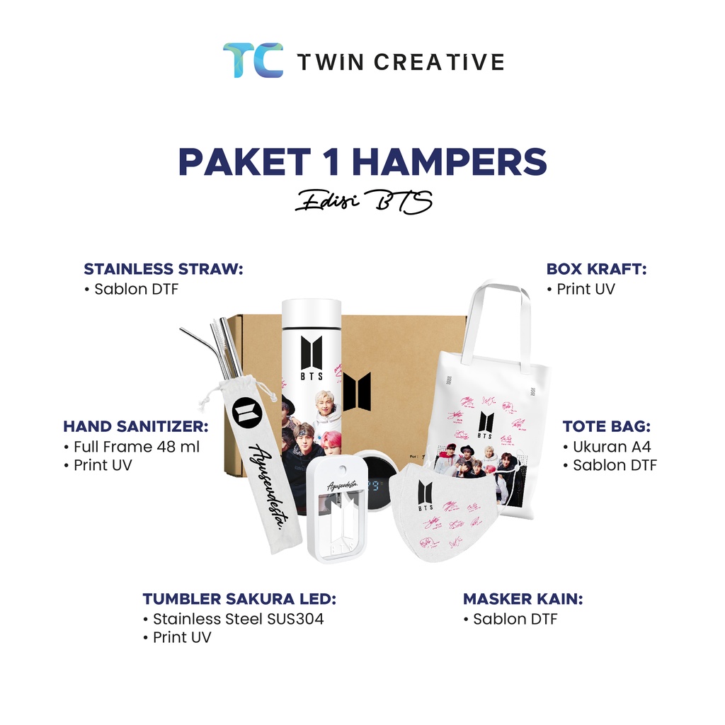 Hampers Custom Merchandise BTS Kpop - Paket Custom Hampers BTS