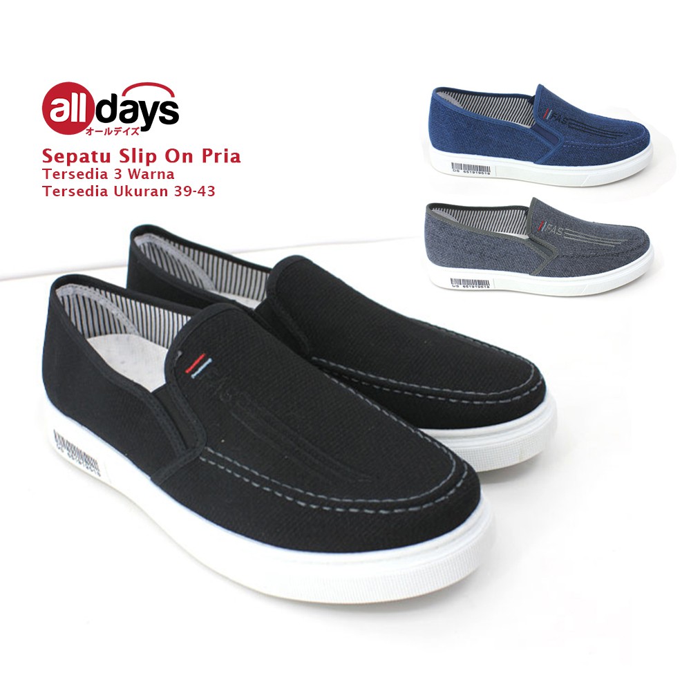 Faster Sepatu Sneakers Slip On Kanvas Import  Pria 1036 Size 39-43