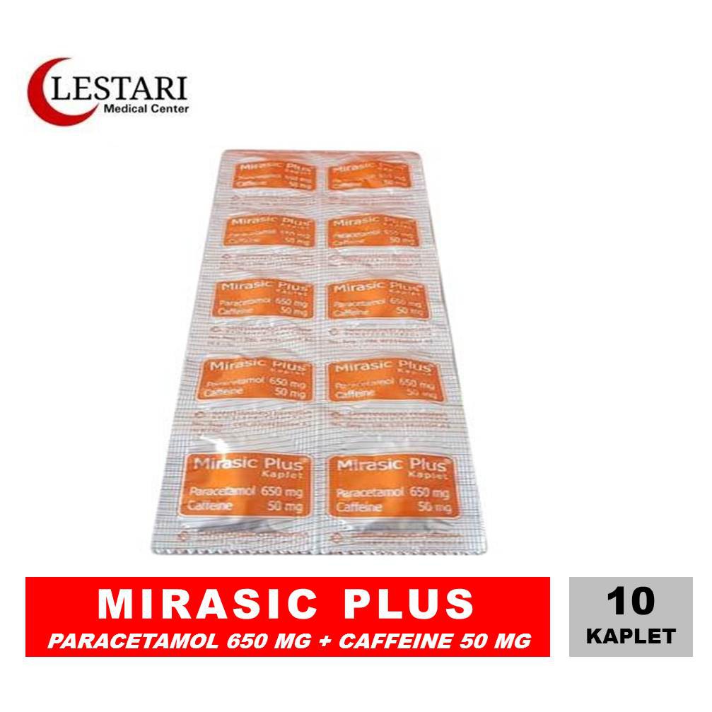 Jual Mirasic Plus [ Strip / 10 Tablet ] Paracetamol 500mg + Caffein