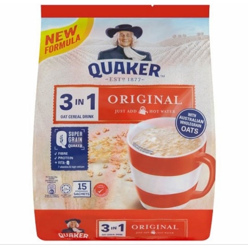 

15pcs Original Quaker 3 in 1 oatmeal oat cereal drink Quakers Malaysia