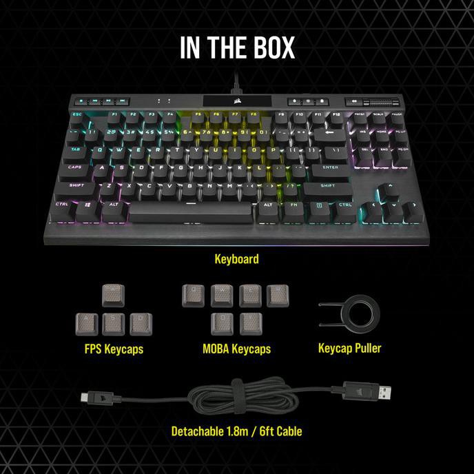 Corsair K70 TKL RGB - Keyboard Gaming Optik-Mekanis Tenkeyless 87 Key Hitam
