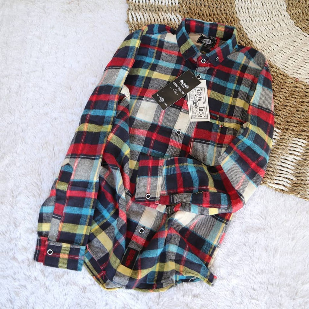 Kemeja flanel pria lengan panjang atasan wanita import kemeja flanel baju wanita terbaru kekinian-3