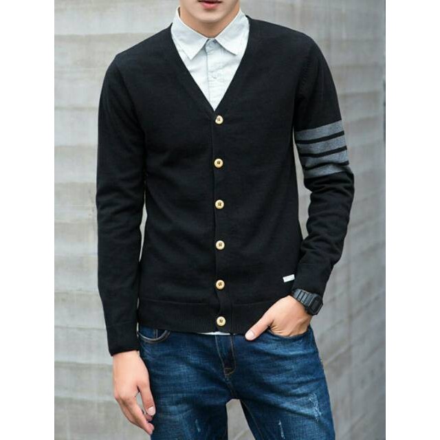 Cardigan Rajut Pria Korea 100% Cotton