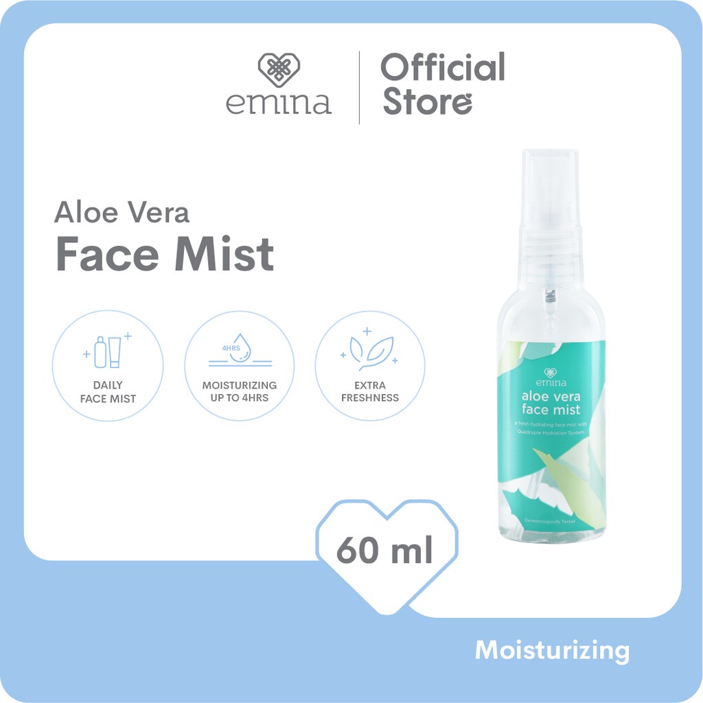 Emina Aloe Vera Face Mist 60 mL - Pelembab Wajah Menghidrasi &amp; Menyejukkan Kulit