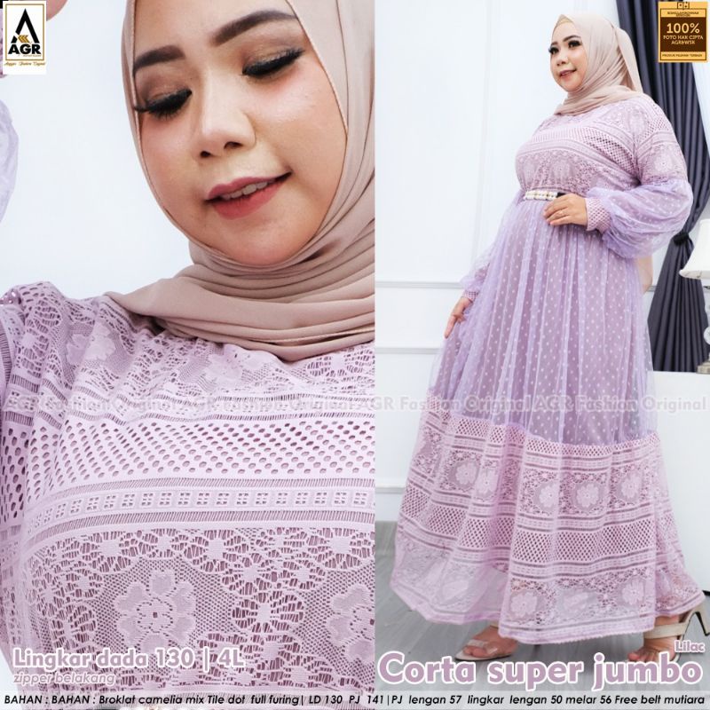 GAMIS BRUKAT TERBARU 2022 CORTA SUPER JUMBO 4L LD 130  BROKLAT CORNELIA MIX TILE DOT FULL FURING BIG