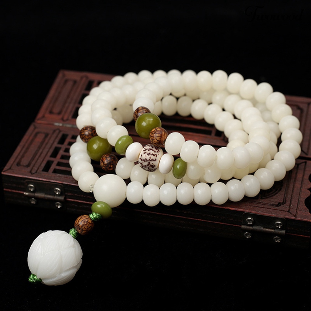 Twowood Men Bracelets Eye-catching Natural Resin Prayer Beads Rope Bracelet for Boy