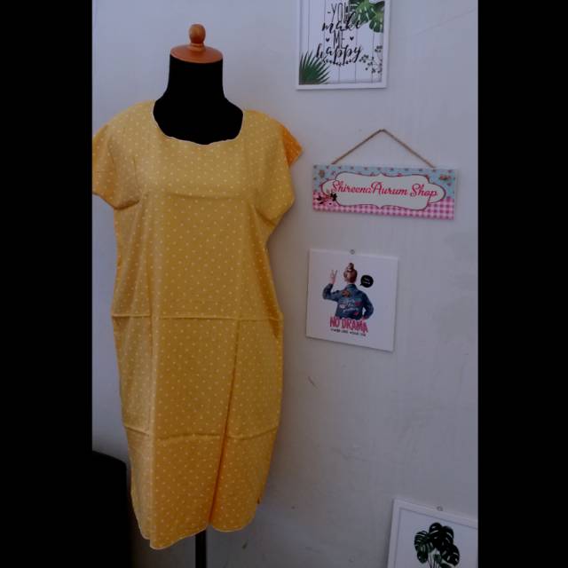 Daster Katun Rayon (panjang selutut) polkadot