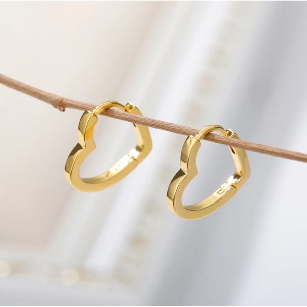 Anting Jepit Titanium Pola Lingkaran Hati Sederhana Tersedia Warna Rosegold, Gold dan Silver