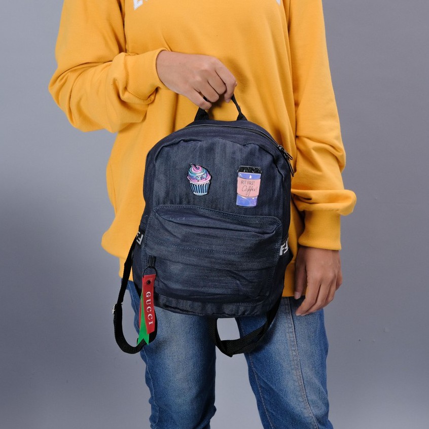 (SIAP KIRIM) TAS RANSEL WANITA STYLISH BACKPACK MURAH UKURAN MINI BAHAN JEANS