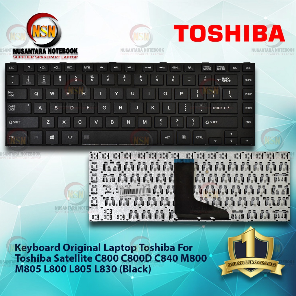 Keyboard Laptop Toshiba Satellite C800 C800D C840 M800 M805 L800 L805 L830