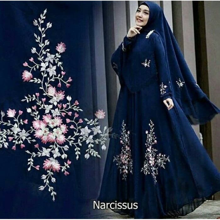 ZM731 Gamis Baju Wanita Muslim Narcissus syari