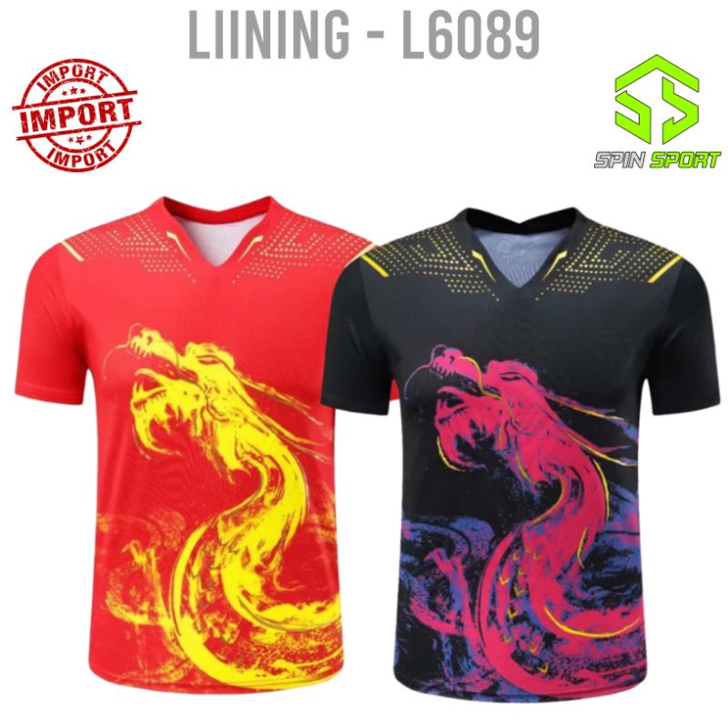 [L6089] Kaos Baju Lining Li-Ning Import Premium Terbaru Tenis Meja Pingpong Badminton Bulutangkis Pi