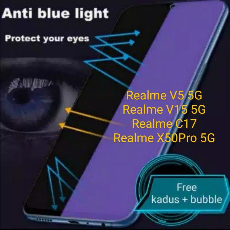 Realme V5 V15 C17 X50Pro Antigores Antiblue Tempered Glass Screen Guard protector TG High Quality