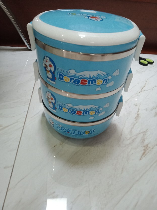 Rantang 3 Susun Jepit Stainless Kartun/ Rantang 3 Tingkat Karakter