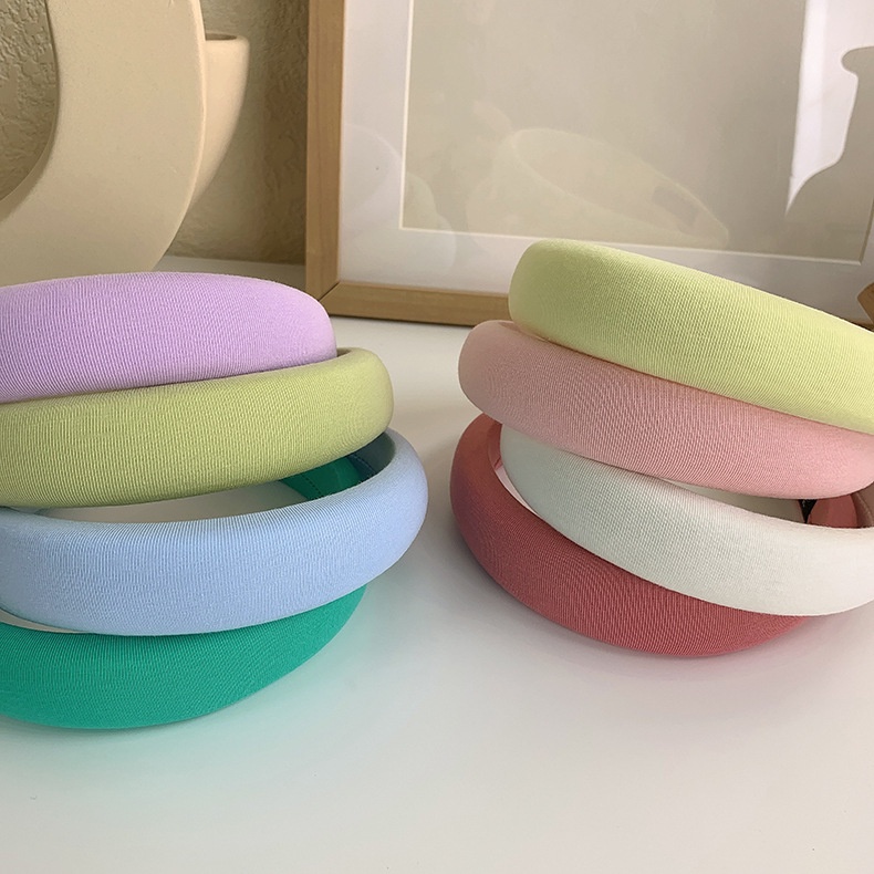 BANDO KAIN WARNA PASTEL PADDED HEADBAND POLOS CLOUD BANDANA KOREA RAMBUT LEBAR HAIR BAND TERANG SOFT KOREAN