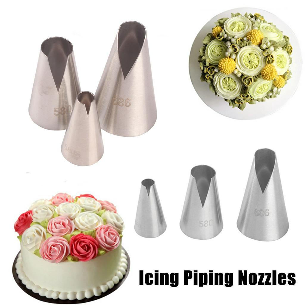 1 / 3pcs Nozzle Icing Piping Bahan Stainless Steel Desain Santa Anna Untuk Dekorasi Kue