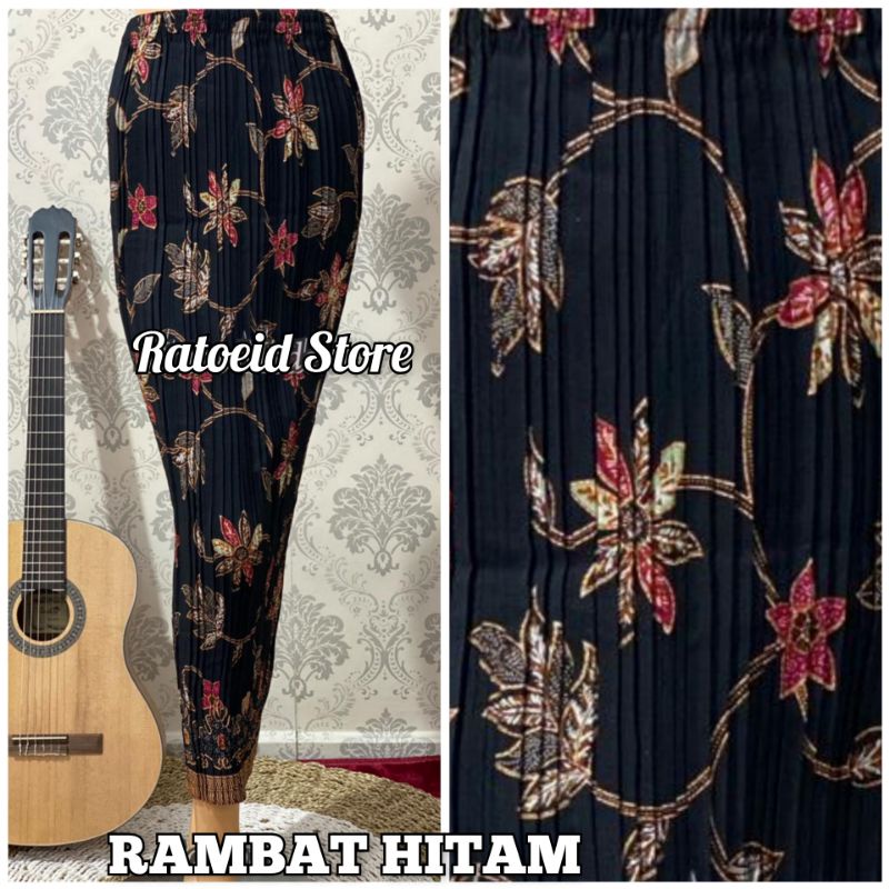 [200 Motif - Part 01] Rok Plisket Batik Panjang / Rok Batik / Rok Kebaya / Rok Wisuda / Bawahan Kebaya / Bawahan Batik / Rok Kondangan / Rok Pengantin / Rok Akad / Rok Lamaran / Rok Span / Rok Prisket Batik Jumbo Batik Production Original By Ratoeid Store-NO.35 Rambat hitam