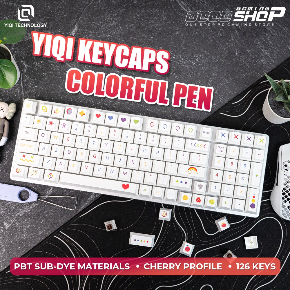 Yiqi Keycaps Colorful Pen PBT Dye-Sub Cherry Profile