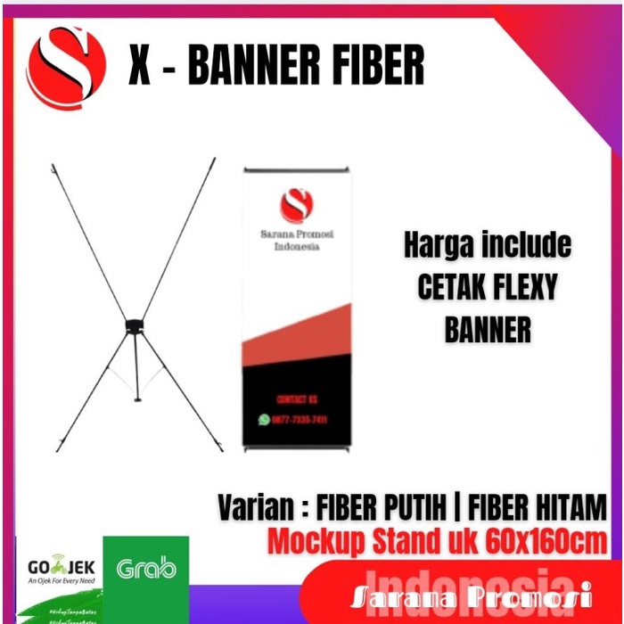 x banner fiber plus cetak - Fiber Hitam Keren