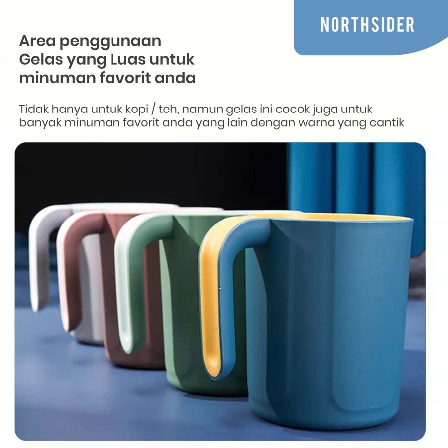 GELAS CANGKIR KOPI TEH NORDIC TEA CUP WITH TWO TONE COLOUR HANDLE