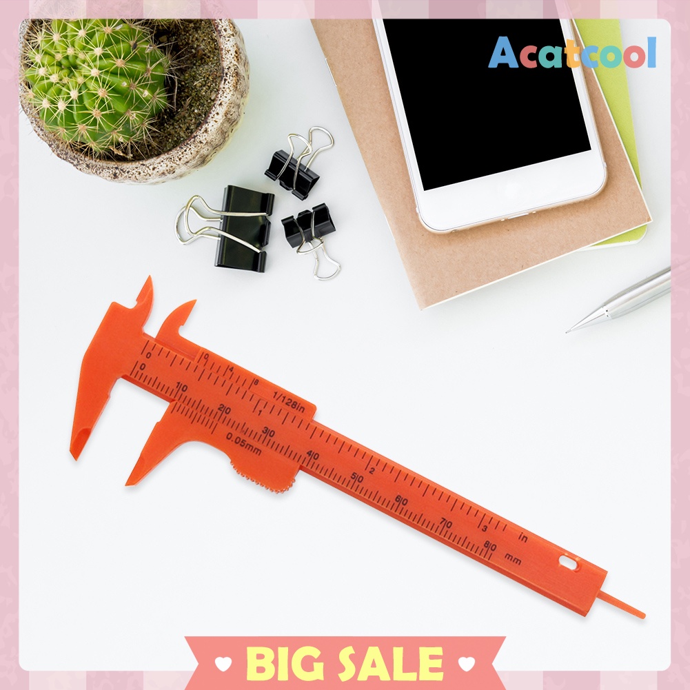 Mini 80mm Double Scale Plastic Vernier Caliper Ruler Gauge Measuring Tools