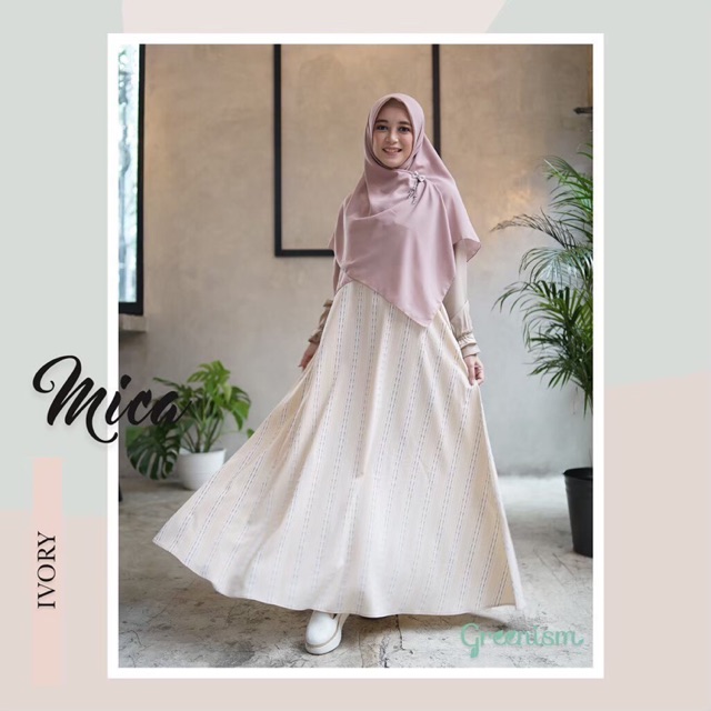 Mica dress Ivory Original by Greenism Dress muslim Gamis muslim gamis syari