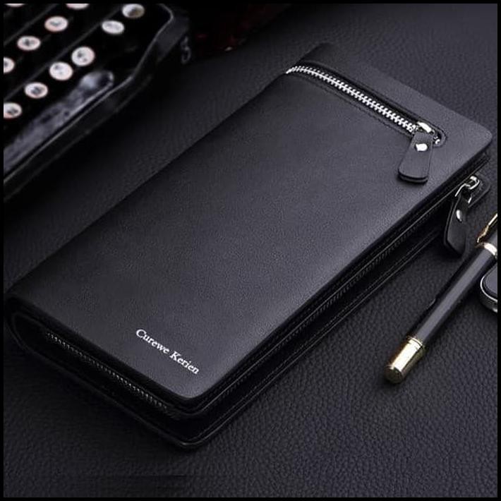 NOTED AWAS PALSU DOMPET KULIT PRIA WANITA PANJANG IMPORT | CUREWE KERIEN 11 BROWN BLACK - HITAM 