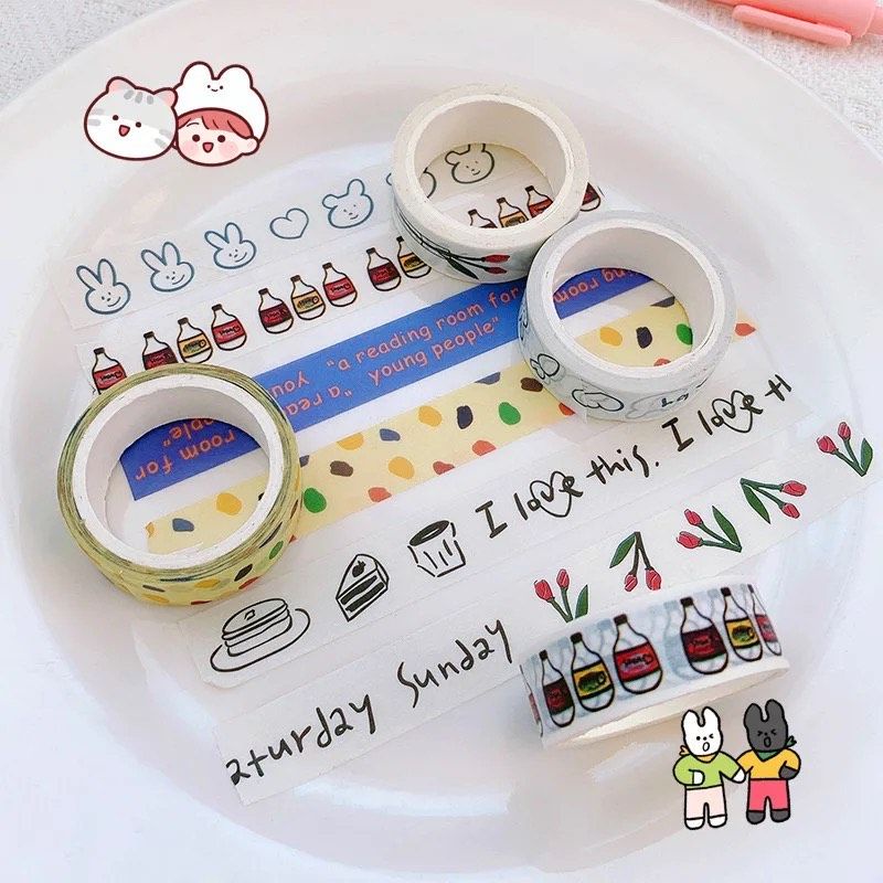 

[riBBon] 1PC Washi Tape Decor Masking Tape Cute Sticker DIY Scrapbook Journal / Selotip Stiker