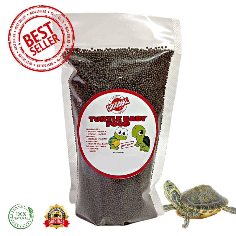Makanan pakan pelet bayi anak kura kura air brazil baby turtle kecil hijau dada merah TERMURAH 200gr