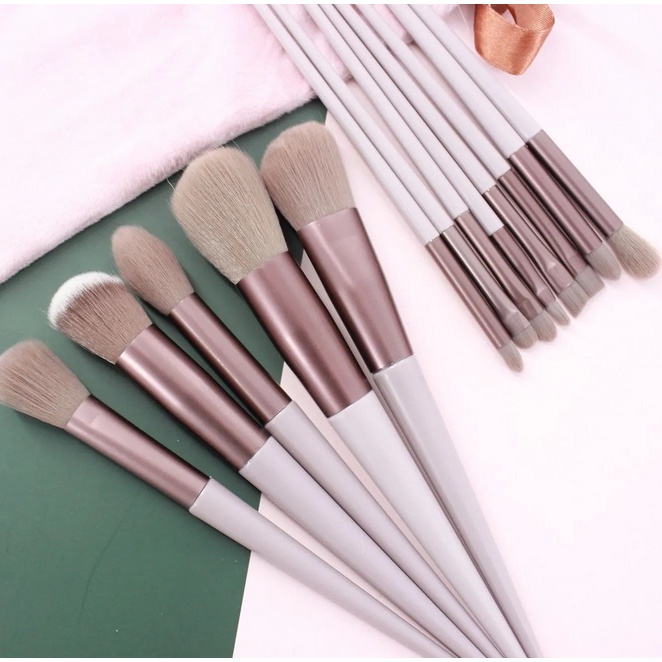 Brush Make Up Kosmetik 1 Set Pouch Isi 13 Pcs Kuas Aksesoris Alat Make Up Wanita korea bahan import BRS1