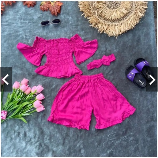 SETELAN ANAK ANAK BALITA / SET BAJU BALI ANAK CREPE ELFIS SABRINA RUFFLE / SET SABRINA CELANA RUFFLE BALITA PEREMPUAN SETELAN ANAK ELLIAS