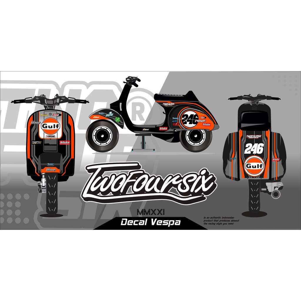 STIKER VESPA DECAL RACING TERMURAH GULF