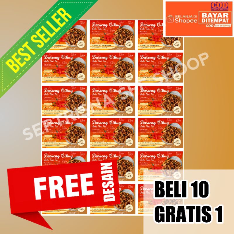 

Cetak stiker produk makanan gratis desain beli 10 gratis 1 Ukuran A4