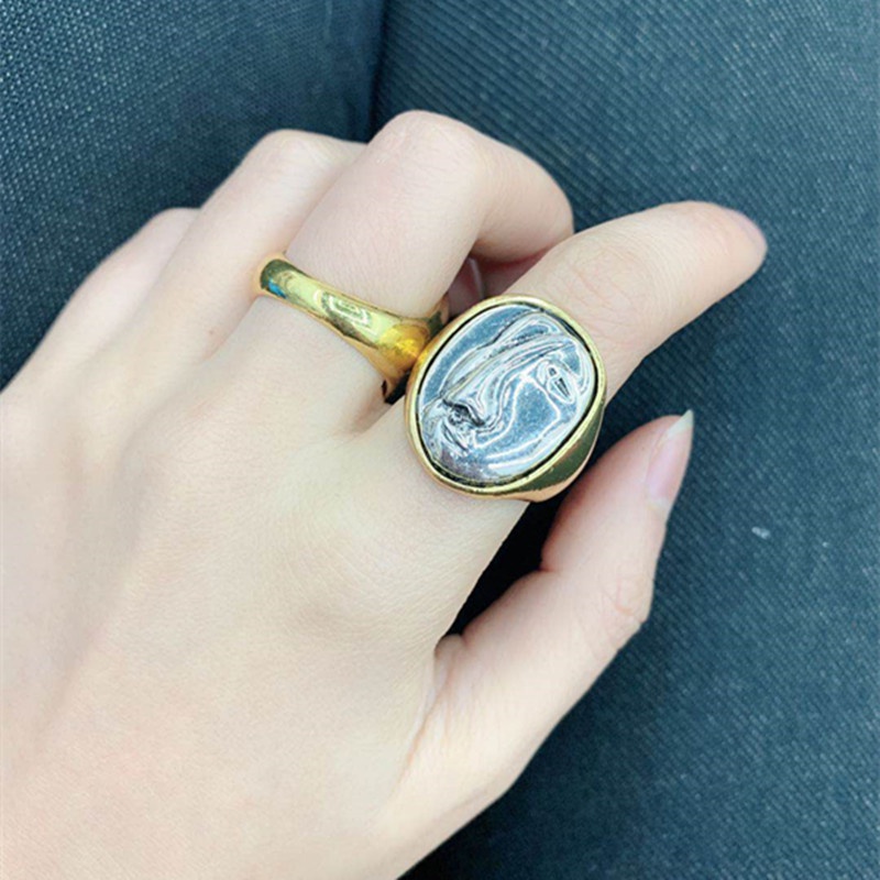 Cincin Lebar Wajah Korea Perak 925 Wanita