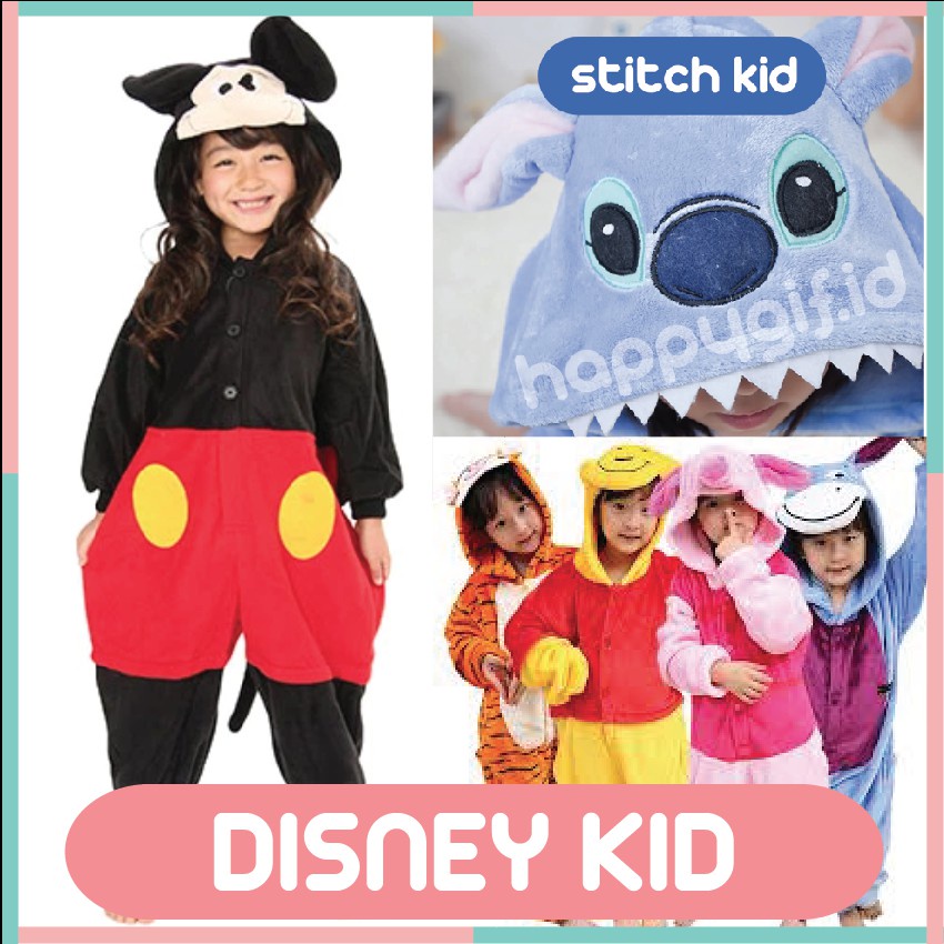 PIYAMA ONESIE KOSTUM BAJU KID ANAK DISNEY MICKEY STITCH WINNIE KOSTUM ANAK OLAF DLL