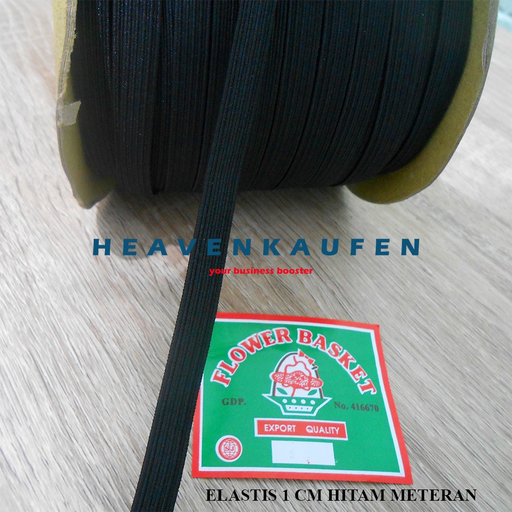 Elastis / Elastic Lebar 10 mm Atau 1 cm Warna Hitam Merek Flower Basket Harga Per Meter