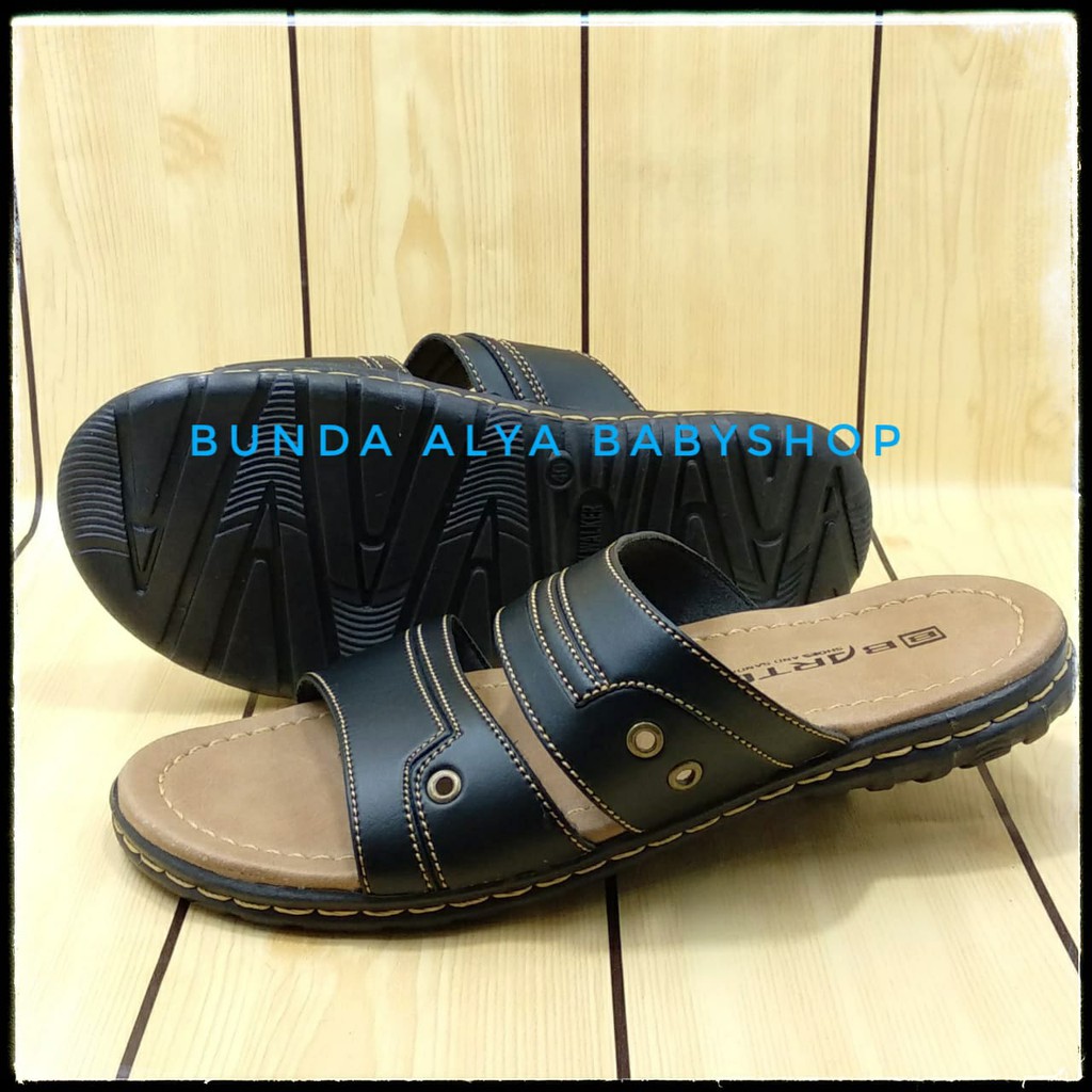 Sandal Pria Casual Slop Ukuran 39 - 43 Sol Keren Anti Licin - Sendal SLOP Cowok Casual HITAM BARTO