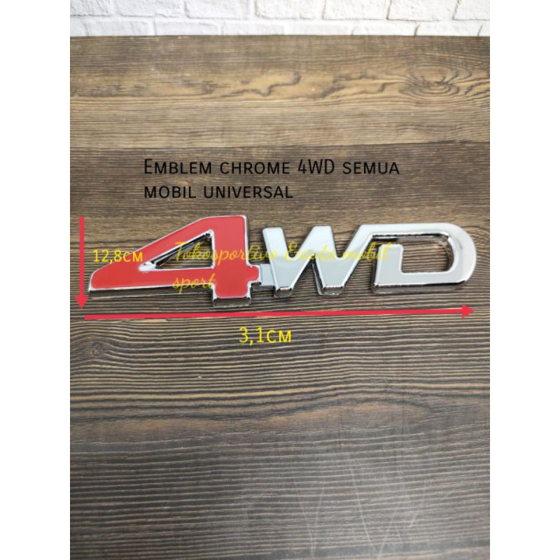 Embelm Tulisan stiker logo Lambang Huruf 4WD universaL semua mobil 4wd chrome