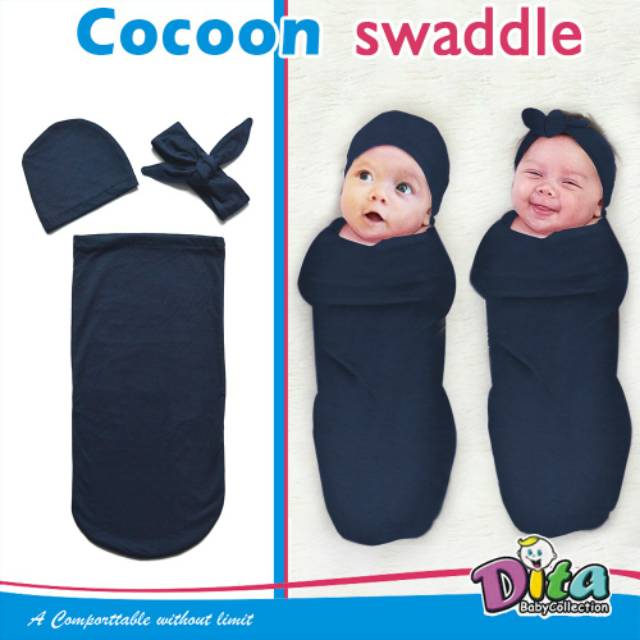 SNI Bedong Instan Cocoon Dita Moons care Polos Swaddle , Bedong Cocoon Dita Polos