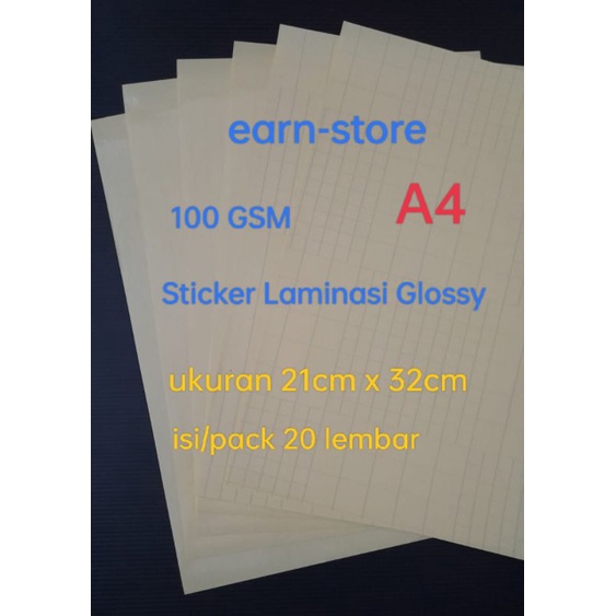 

Plastik Laminasi Dingin Glossy 100Gr, A4=21cm x 32 cm, isi 20 lembar